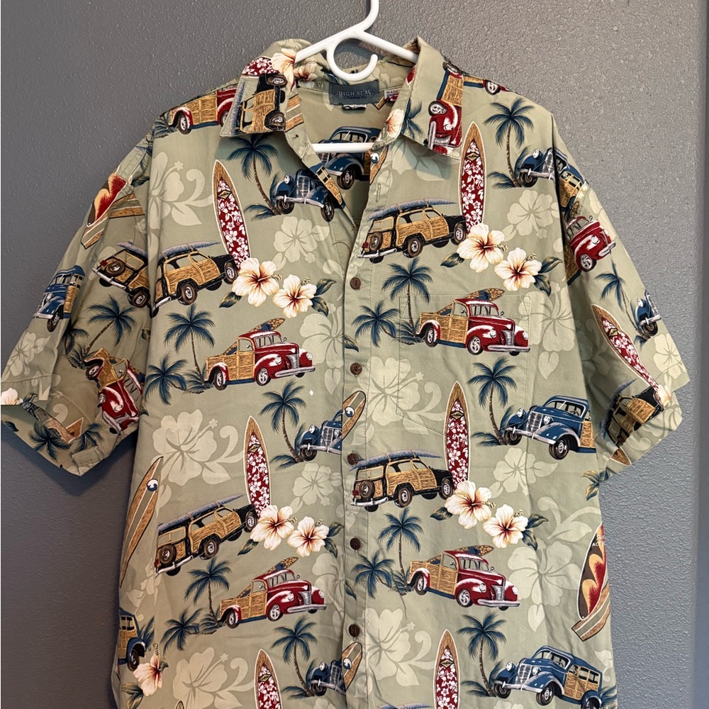 High Seas Trading Co. Surf and Woody Print Shirt
